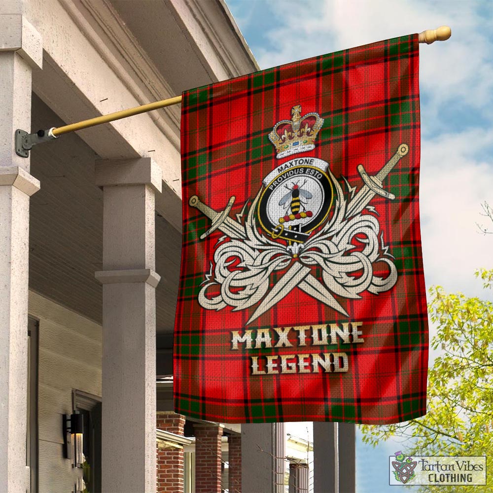 Tartan Vibes Clothing Maxtone Tartan Flag with Clan Crest and the Golden Sword of Courageous Legacy