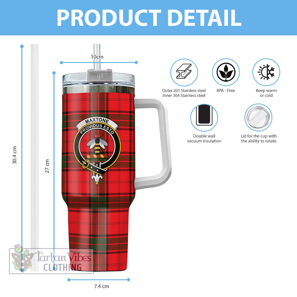 Maxtone Tartan Tumbler with Handle with Family Crest - Tartan Vibes Clothing