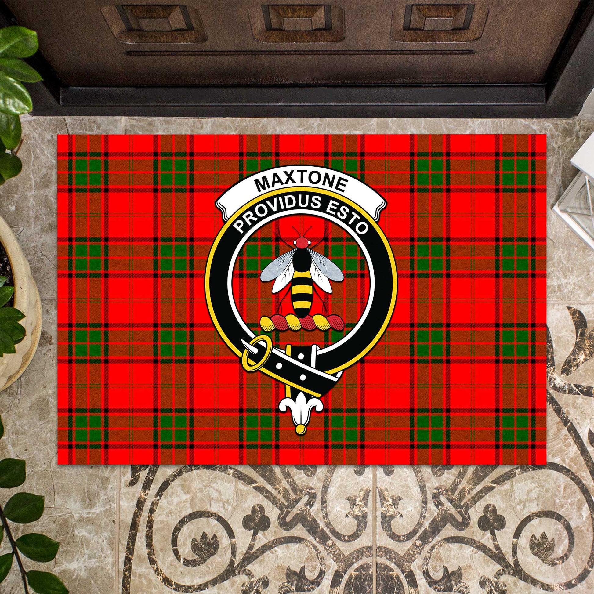Maxtone Tartan Door Mat with Family Crest - Tartanvibesclothing