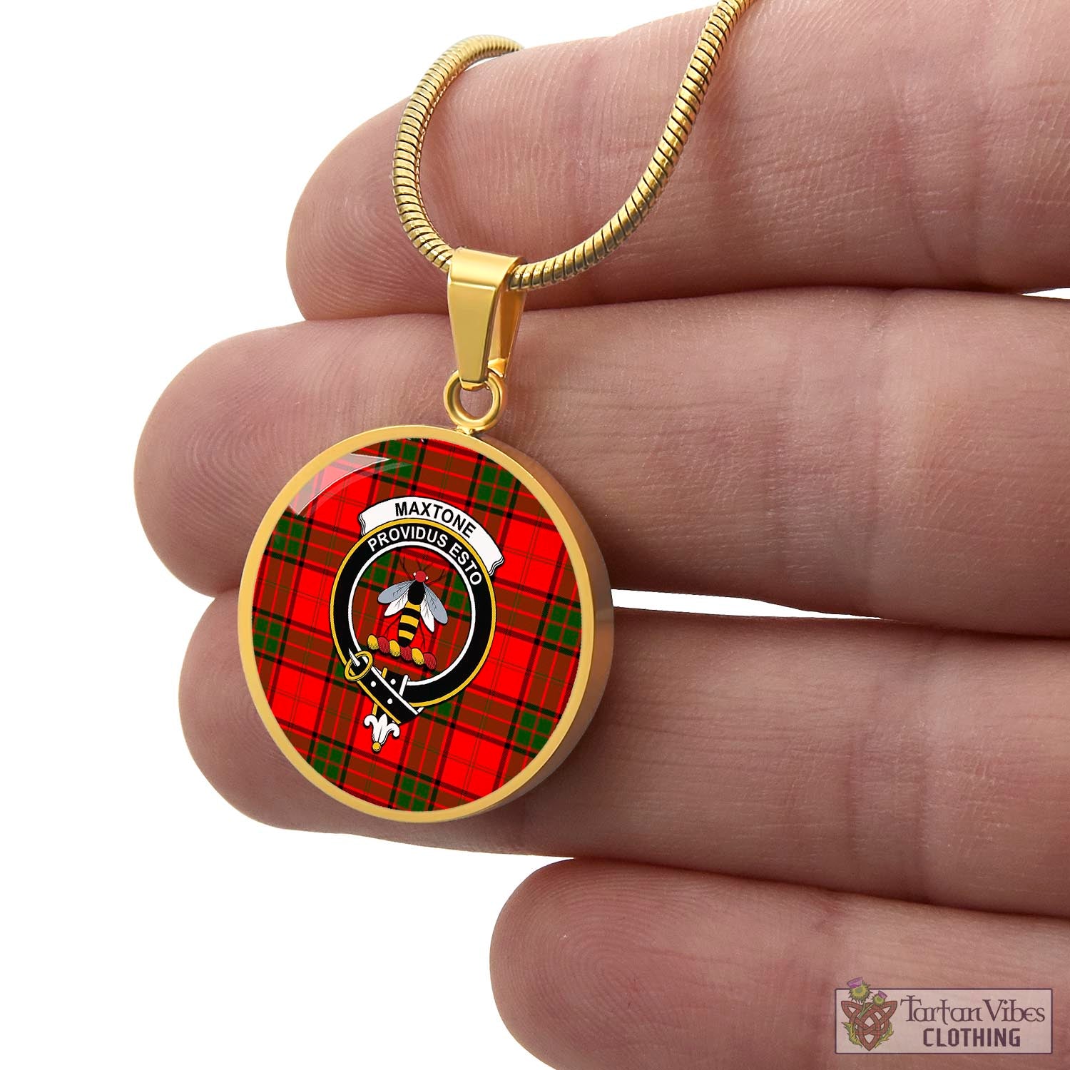 Maxtone Tartan Circle Necklace with Family Crest - Tartan Vibes Clothing