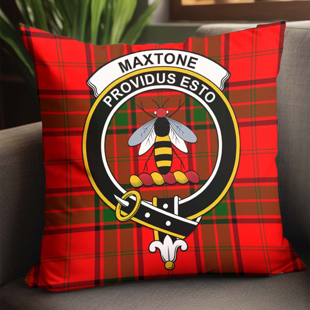 Maxtone Tartan Pillow Cover with Family Crest - Tartan Vibes Clothing