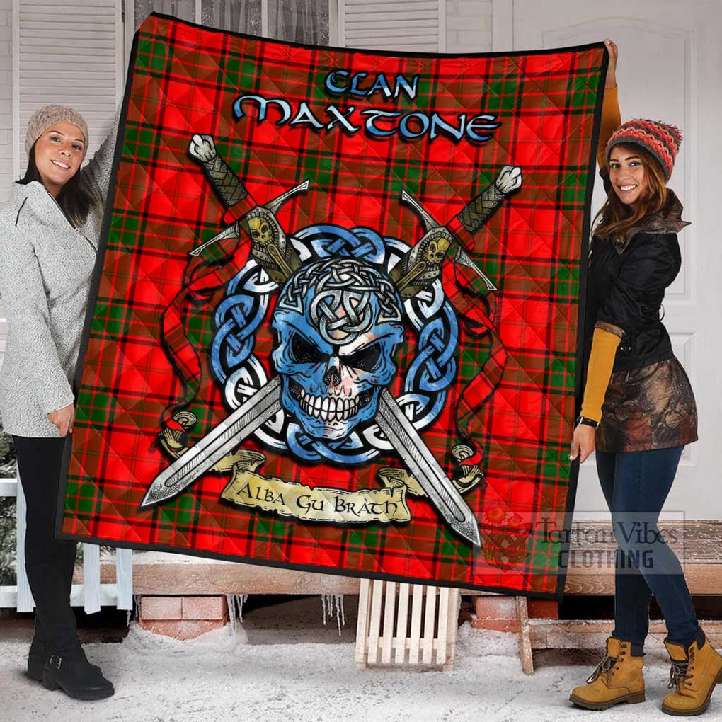 Maxtone Tartan Quilt with Celtic Skull Alba Gu Brath Style - Tartan Vibes Clothing