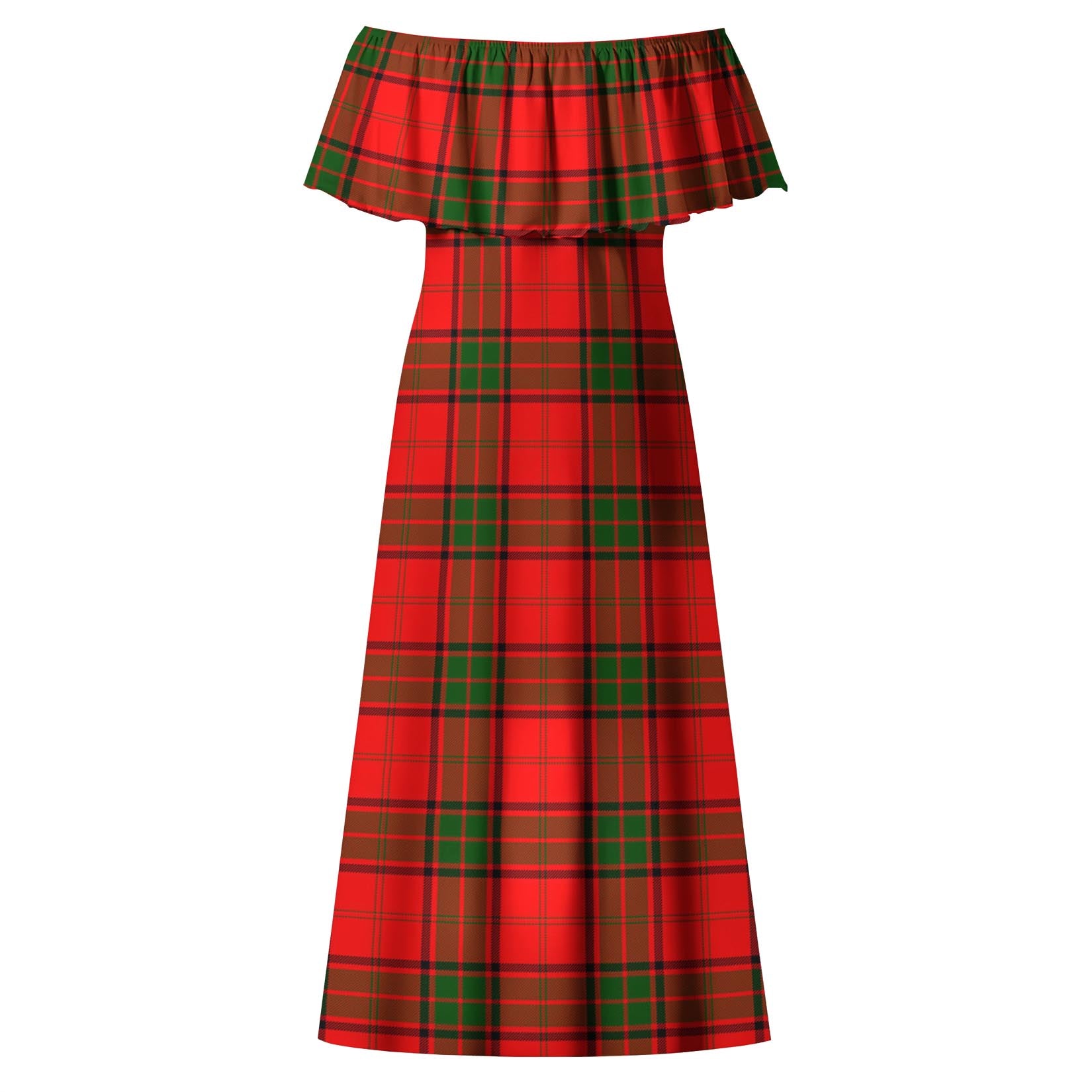 Maxtone Tartan Off Shoulder Long Dress - Tartan Vibes Clothing