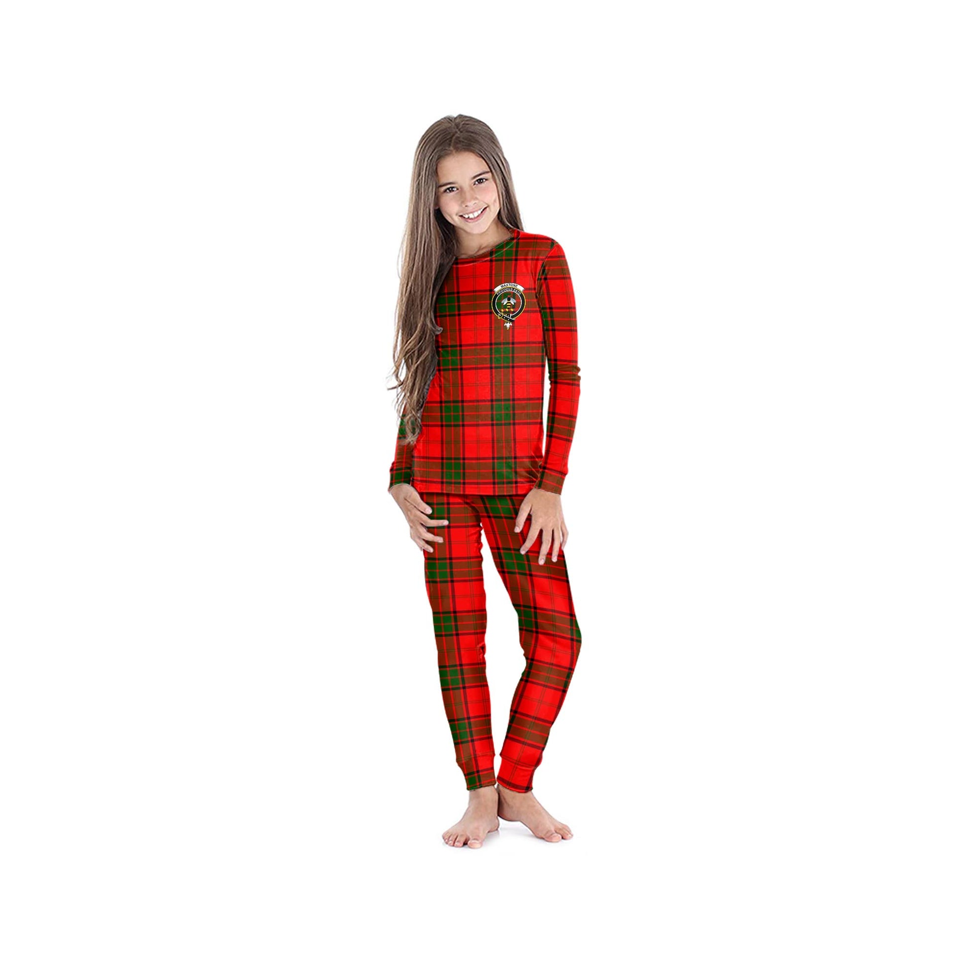 Maxtone Tartan Pajamas Family Set with Family Crest - Tartan Vibes Clothing