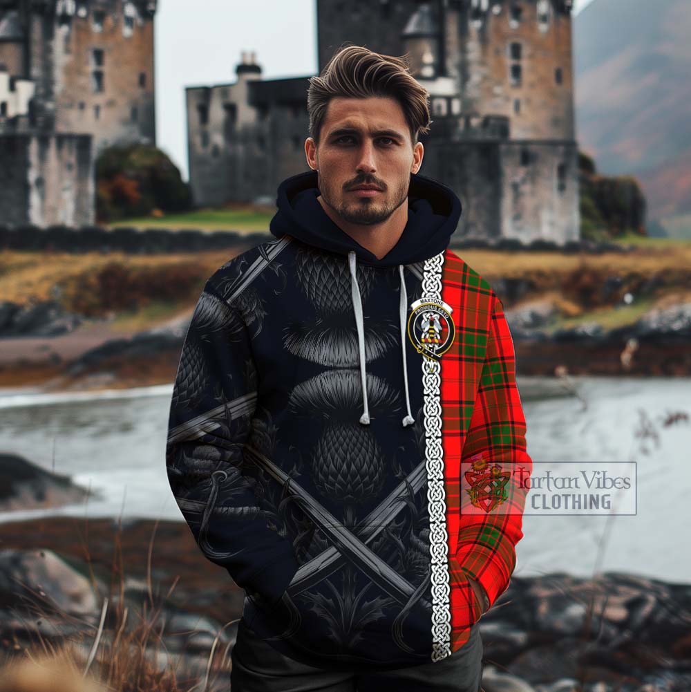 Maxtone Tartan Cotton Hoodie with Family Crest Cross Sword Thistle Celtic Vibes - Tartan Vibes Clothing