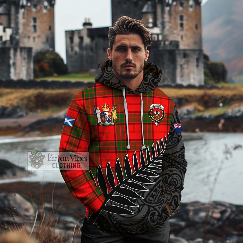 Tartan Vibes Clothing Maxtone Crest Tartan Cotton Hoodie with New Zealand Silver Fern Half Style