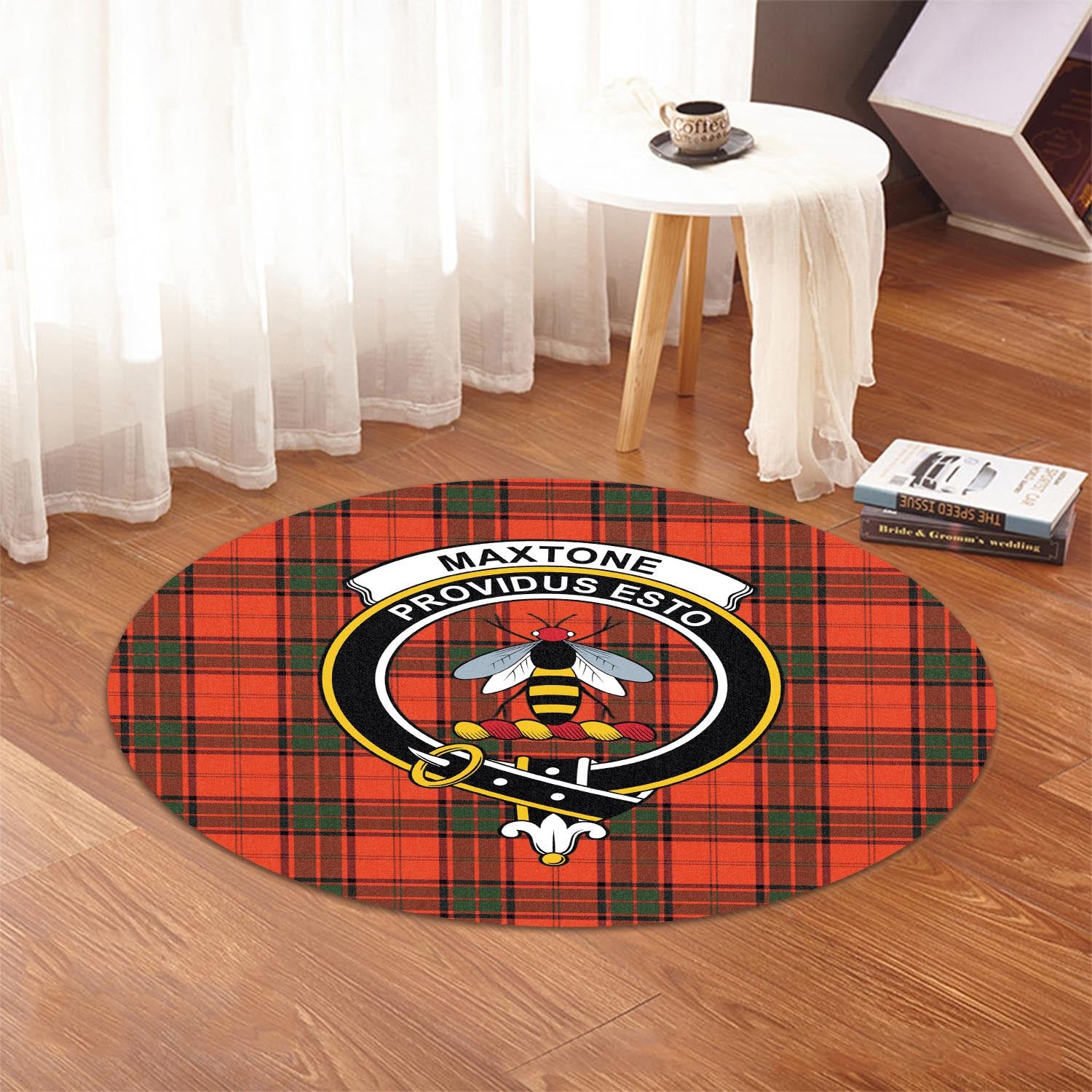 Maxtone Tartan Round Rug with Family Crest - Tartan Vibes Clothing