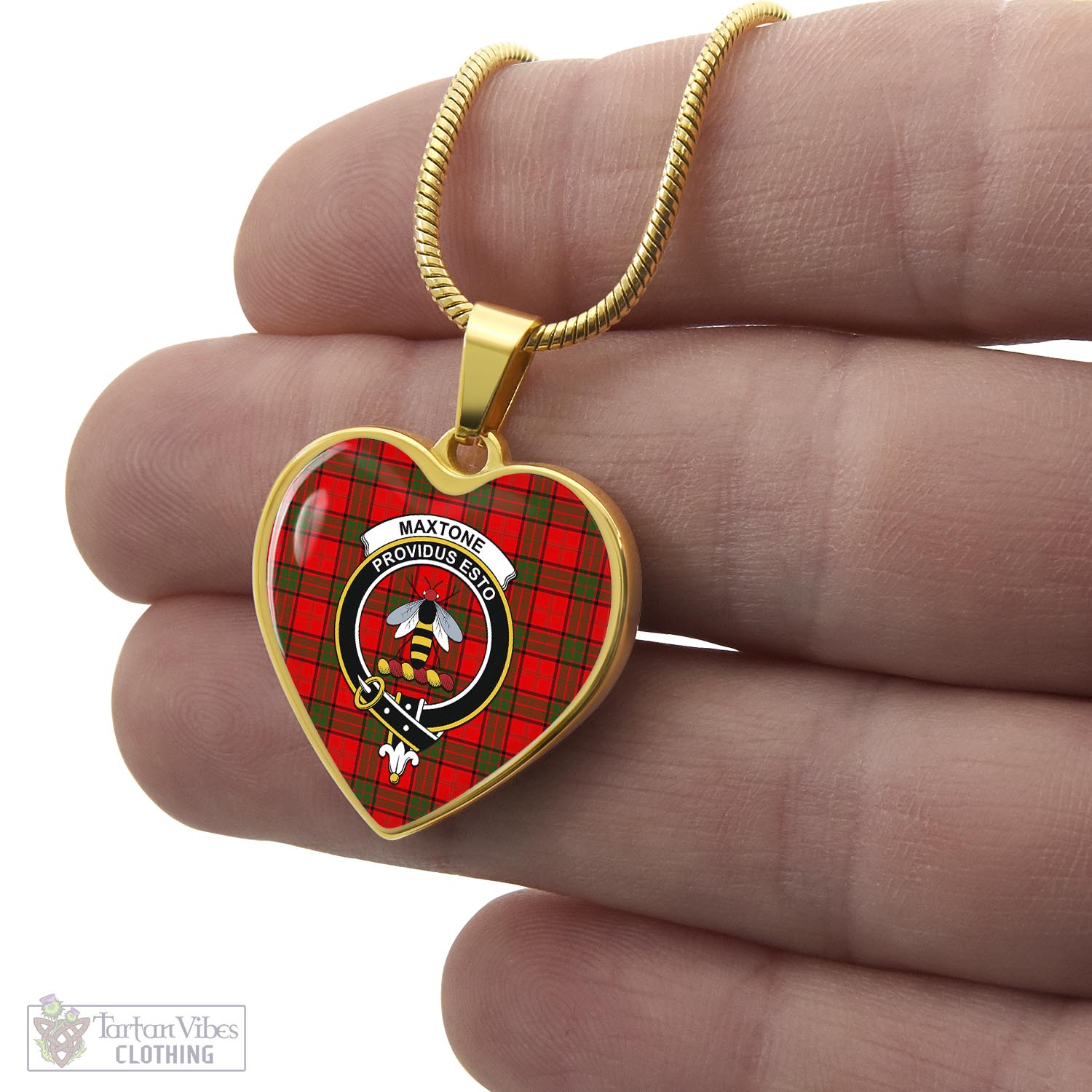 Maxtone Tartan Heart Necklace with Family Crest - Tartan Vibes Clothing