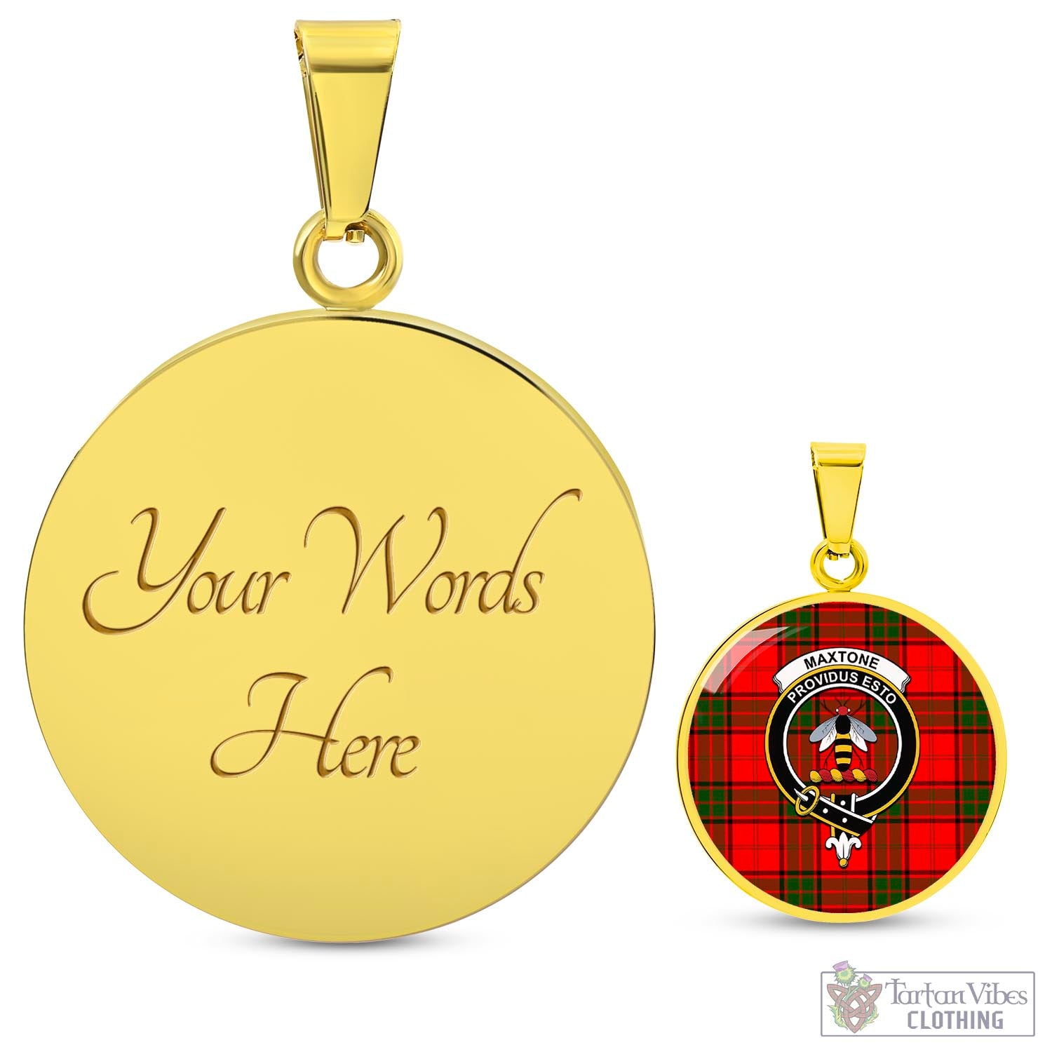 Maxtone Tartan Circle Necklace with Family Crest Luxury Necklace (Gold) Yes - Tartan Vibes Clothing