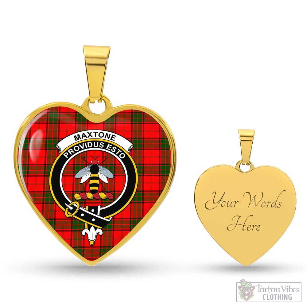 Maxtone Tartan Heart Necklace with Family Crest Luxury Necklace (Gold) Yes - Tartan Vibes Clothing