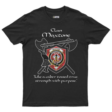 Maxtone Clan Crest Highland Game T Shirt Strength With Purpose Style - Tartan Vibes Clothing