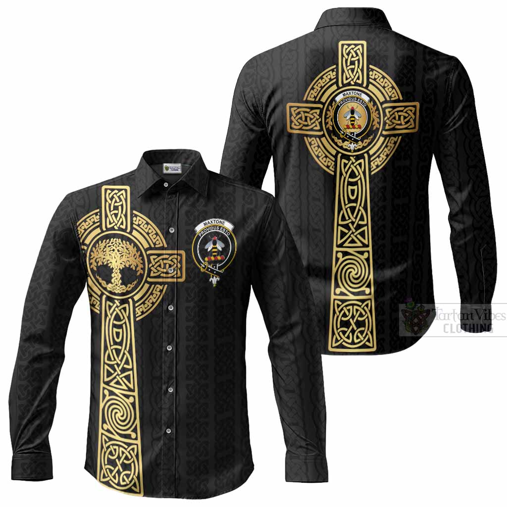 Maxtone Clan Crest Long Sleeve Button Shirts with Celtic Tree of Life Inspired