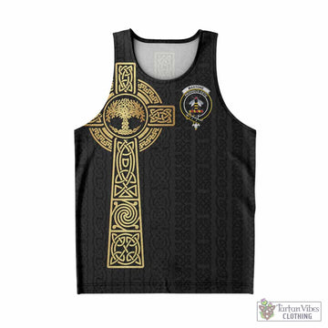 Maxtone Clan Crest Men Tank Top with Celtic Tree of Life Inspired