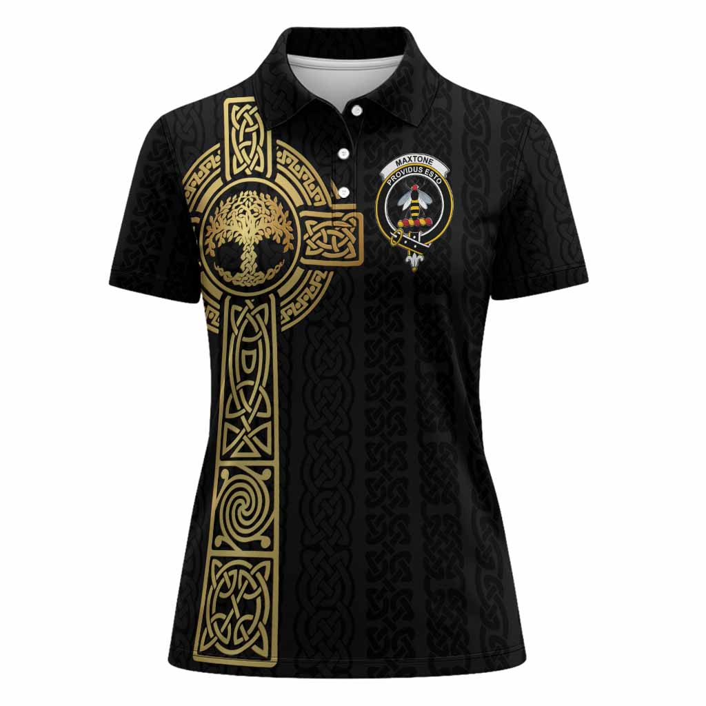 Maxtone Clan Crest Women Polo Shirt with Celtic Tree of Life Inspired
