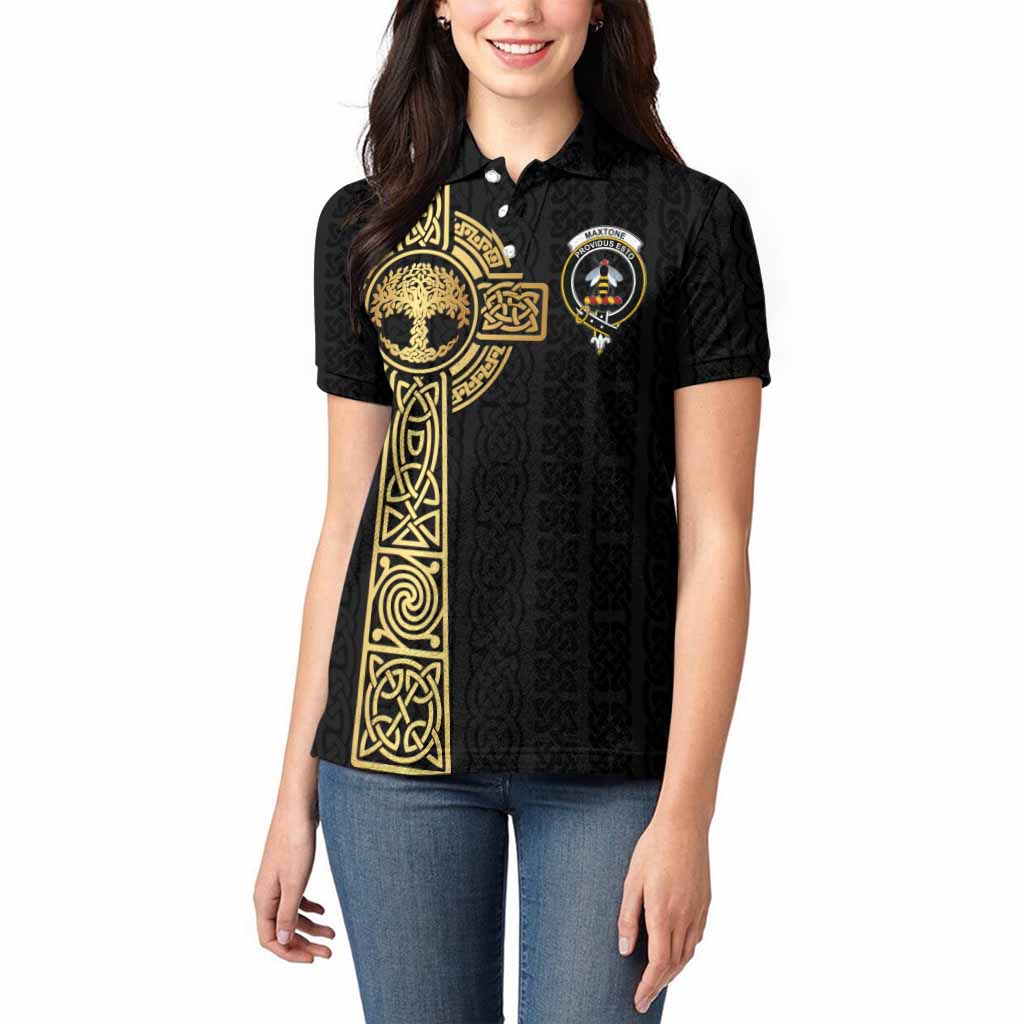 Maxtone Clan Crest Women Polo Shirt with Celtic Tree of Life Inspired