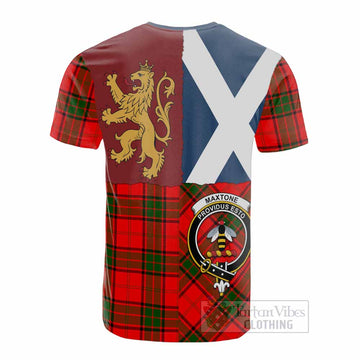 Maxtone Crest Tartan Cotton T-shirt with Lion Rampant Saltire Style
