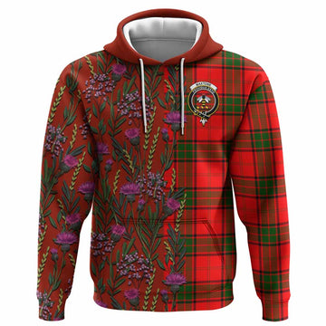 Maxtone Family Crest Tartan Hoodie Scottish Thistle Flower Pattern Half Style - Tartan Vibes Clothing