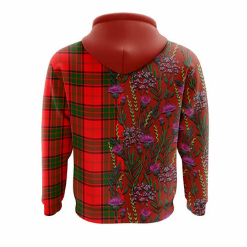 Maxtone Family Crest Tartan Hoodie Scottish Thistle Flower Pattern Half Style - Tartan Vibes Clothing