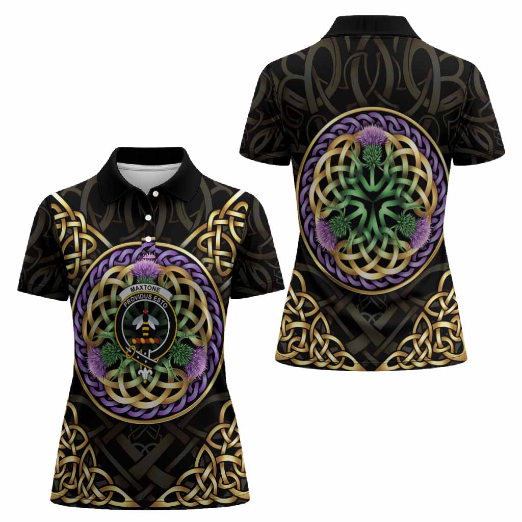 Maxtone Scottish Clan Crest Women Polo Shirt Celtic Scottish Thistle