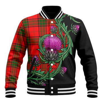 Maxtone Tartan Baseball Jacket Resilient Scottish Thistle Unisex - Tartan Vibes Clothing