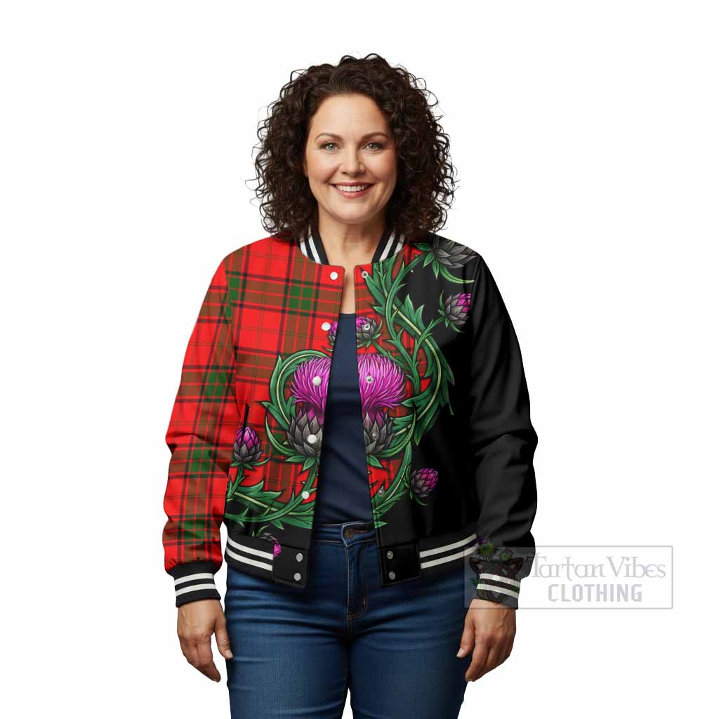 Maxtone Tartan Baseball Jacket Resilient Scottish Thistle - Tartan Vibes Clothing