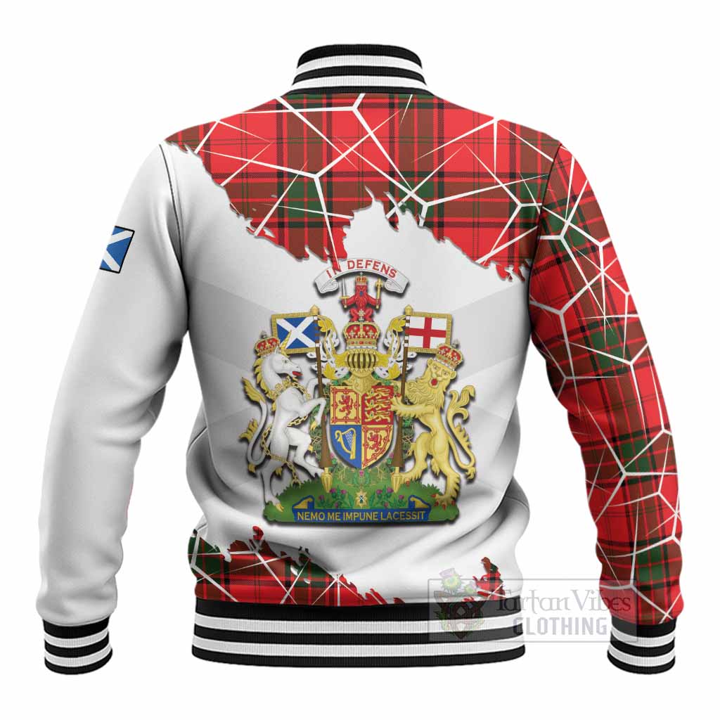 Maxtone Tartan Baseball Jacket with Family Crest and Lion Rampant Grunge Style