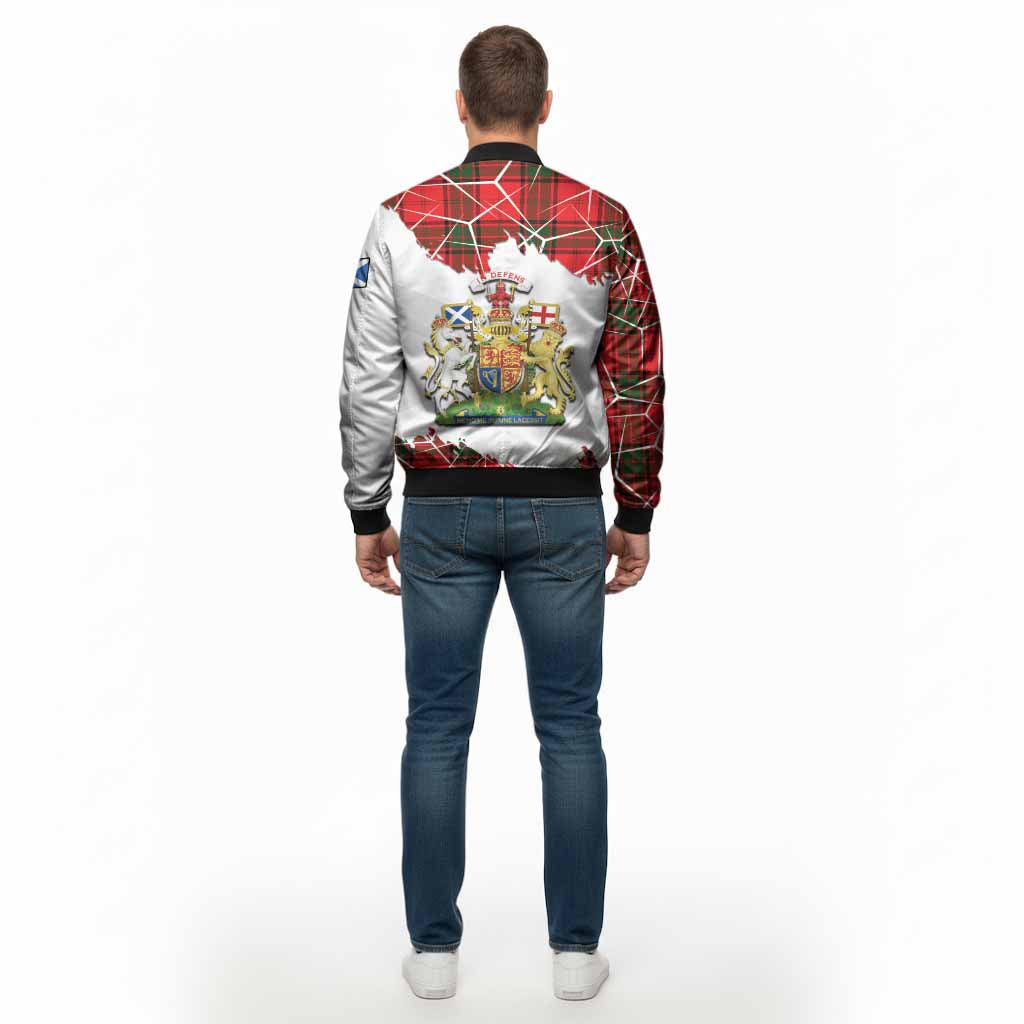 Maxtone Tartan Bomber Jacket with Family Crest and Lion Rampant Grunge Style