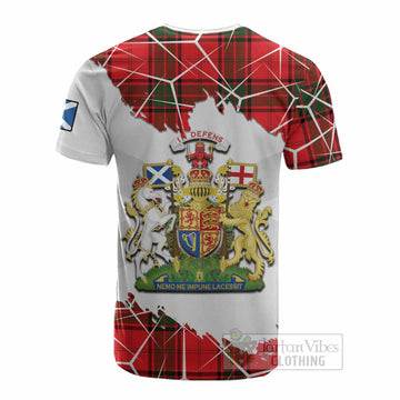 Maxtone Tartan Cotton T-shirt with Family Crest and Lion Rampant Grunge Style