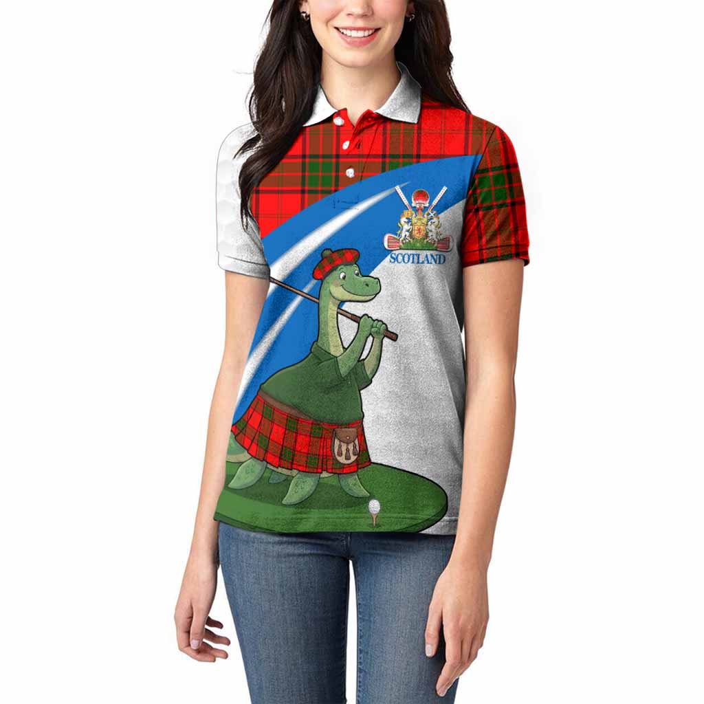Maxtone Tartan Crest Golf Nessie Women Polo Shirt Loch Ness Monster Sporty Style