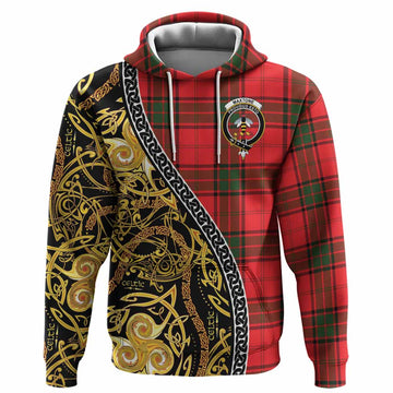 Maxtone Tartan Crest Hoodie Celtic Knot and Triple Trickle Spiral Symbols