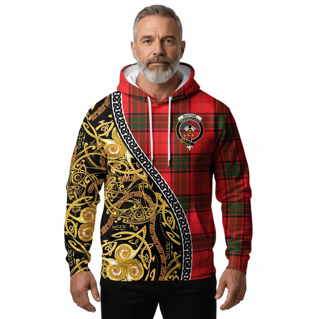 Maxtone Tartan Crest Hoodie Celtic Knot and Triple Trickle Spiral Symbols