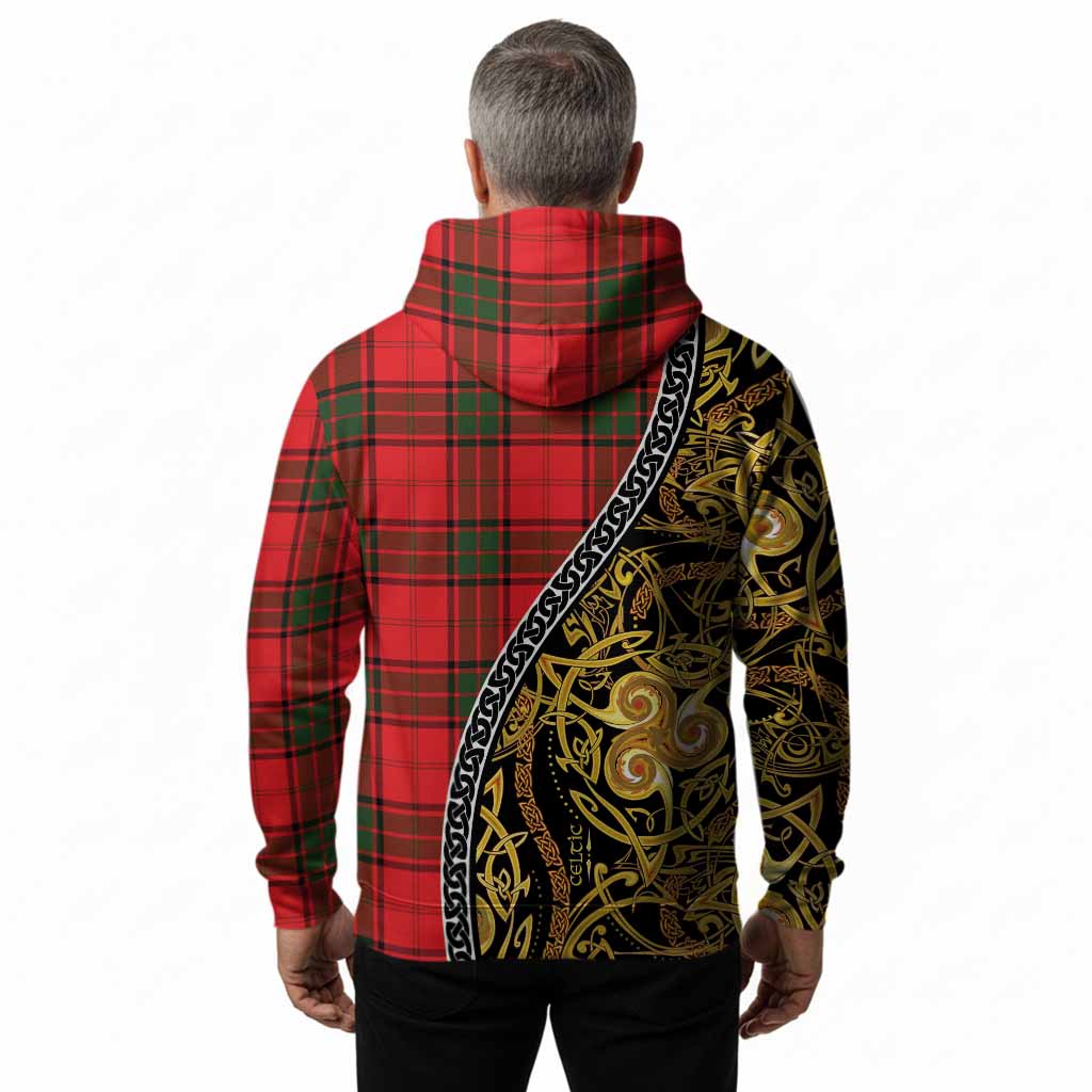 Maxtone Tartan Crest Hoodie Celtic Knot and Triple Trickle Spiral Symbols