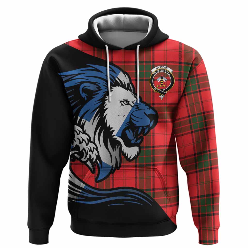 Maxtone Tartan Crest Hoodie Scottish Golden Lions Wave Flow