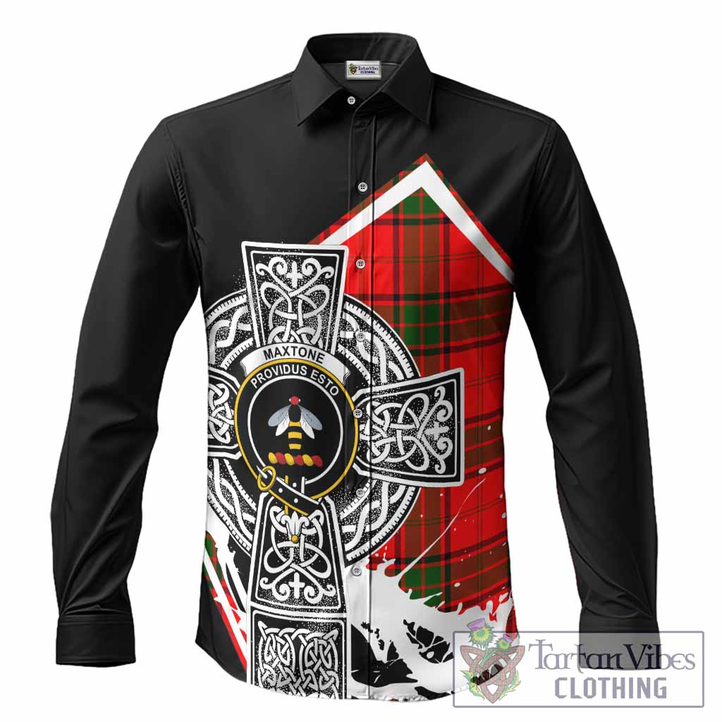 Maxtone Tartan Crest Long Sleeve Button Shirts Scottish Celtic Cross Heritage