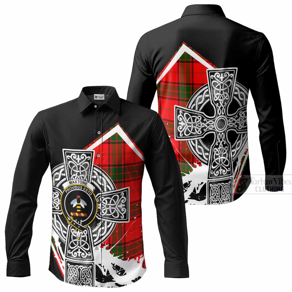 Maxtone Tartan Crest Long Sleeve Button Shirts Scottish Celtic Cross Heritage