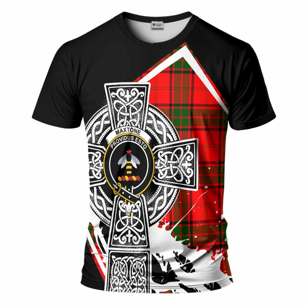 Maxtone Tartan Crest T-Shirt Scottish Celtic Cross Heritage