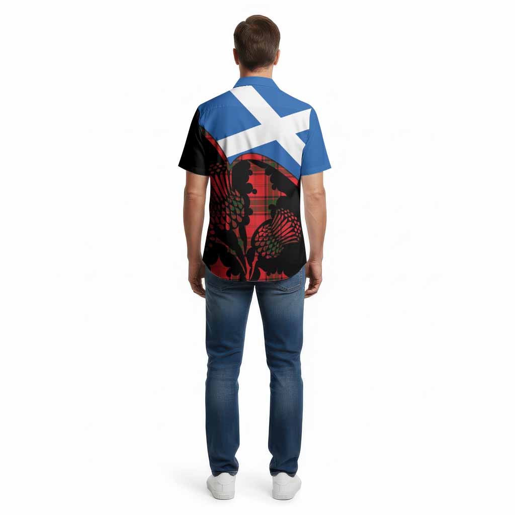 Maxtone Tartan Family Crest Cotton Hawaiian Shirt Scotland Thistle Floral Flag Style