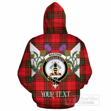 Maxtone Tartan Family Crest Cotton Hoodie Scottish Burns Night Thistle Floral