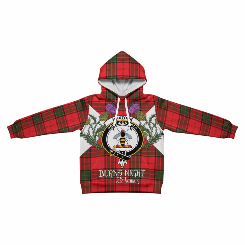 Maxtone Tartan Family Crest Kid Hoodie Scottish Burns Night Thistle Floral