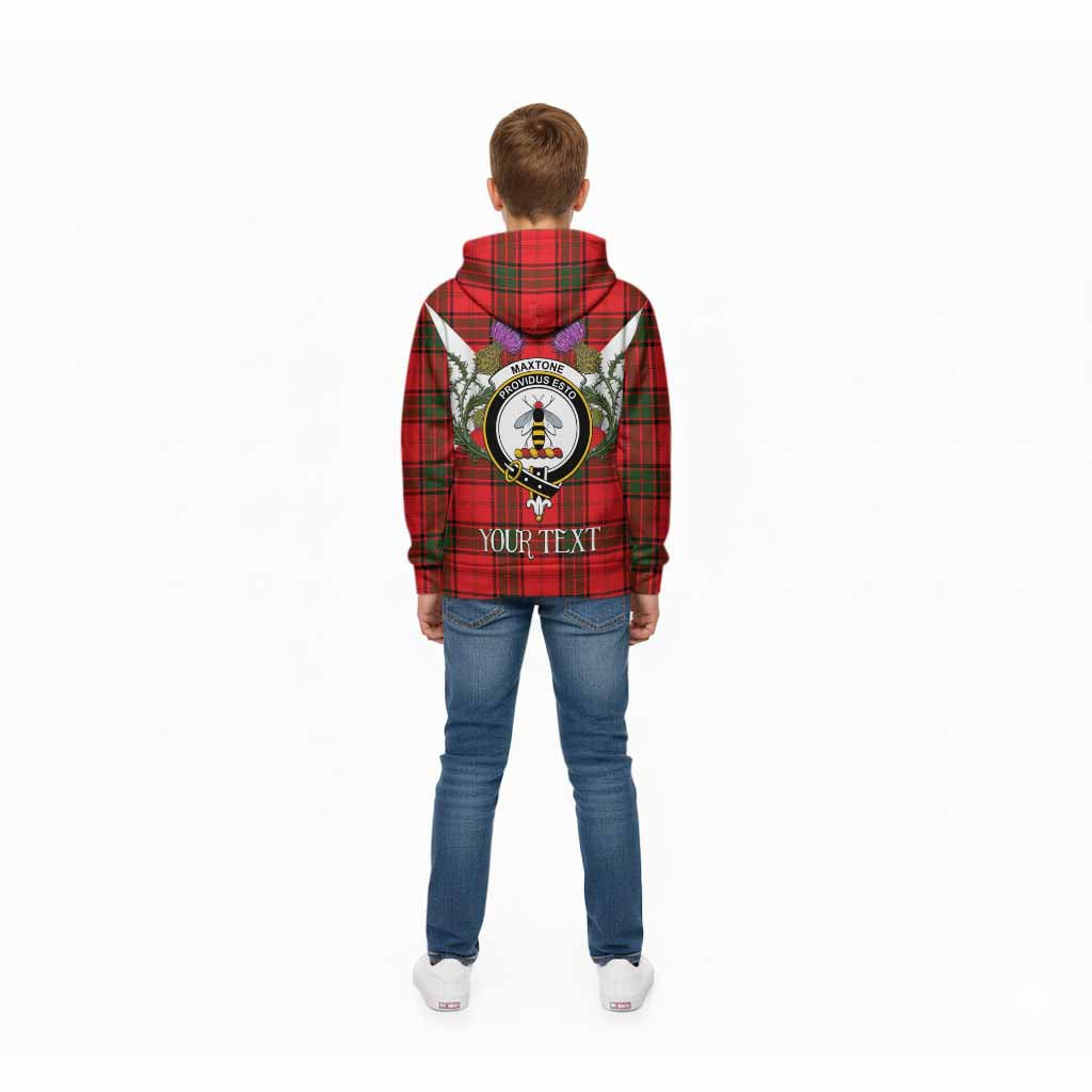 Maxtone Tartan Family Crest Kid Hoodie Scottish Burns Night Thistle Floral