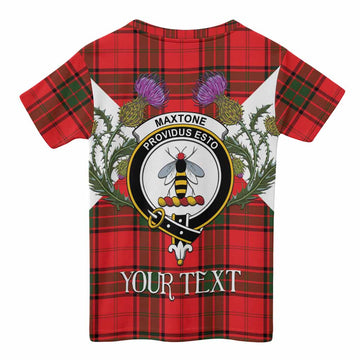 Maxtone Tartan Family Crest Kid T-shirt Scottish Burns Night Thistle Floral