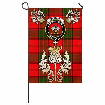 Maxtone Tartan Garden Flag with Golden Regal Scottish Thistle Emblem - Tartan Vibes Clothing