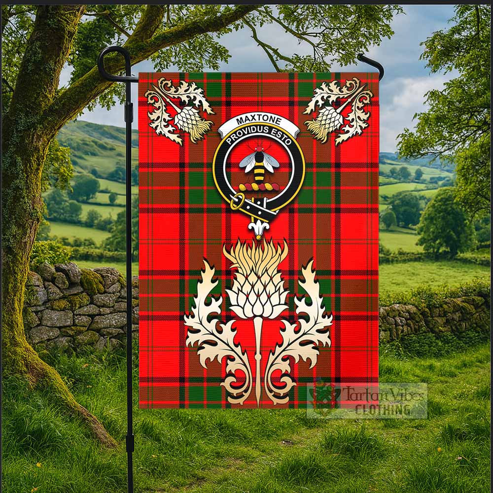 Maxtone Tartan Garden Flag with Golden Regal Scottish Thistle Emblem - Tartan Vibes Clothing