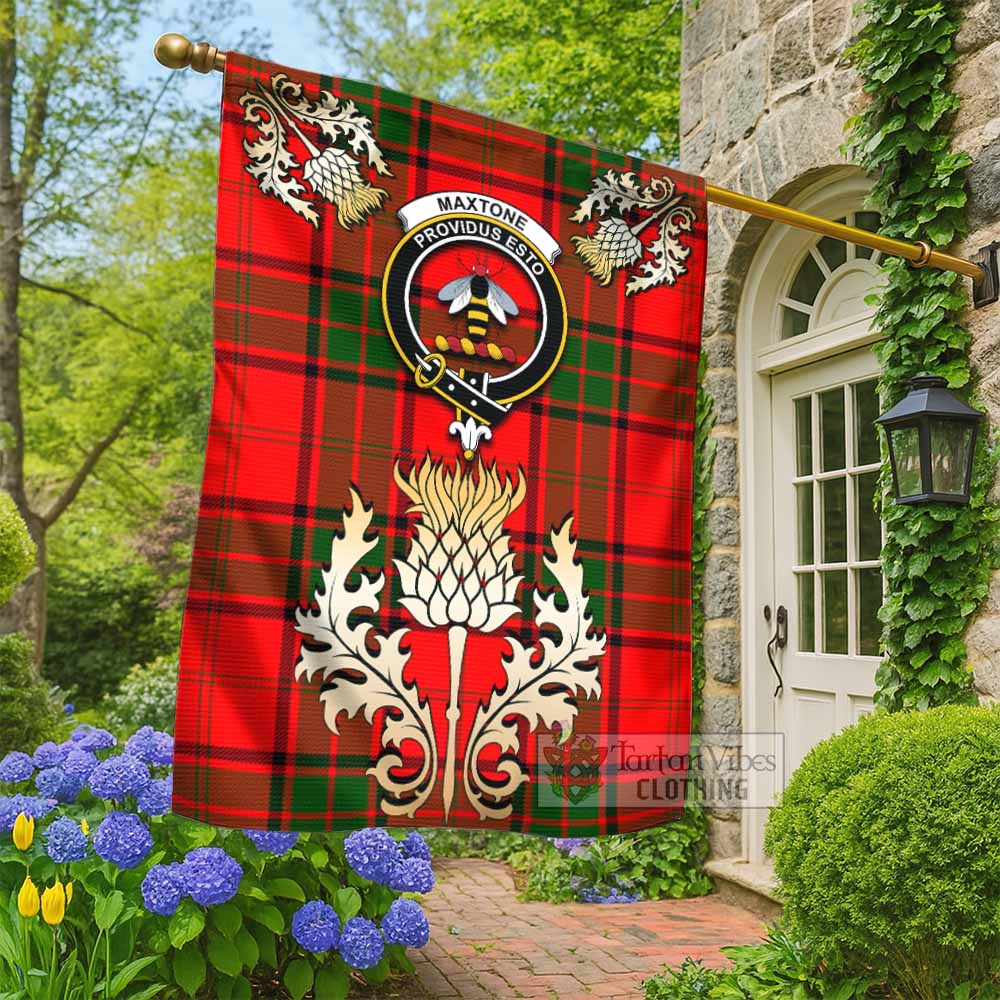 Maxtone Tartan Garden Flag with Golden Regal Scottish Thistle Emblem - Tartan Vibes Clothing