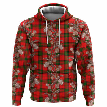 Maxtone Tartan Hoodie Seamless Scottish Thistle Flowers