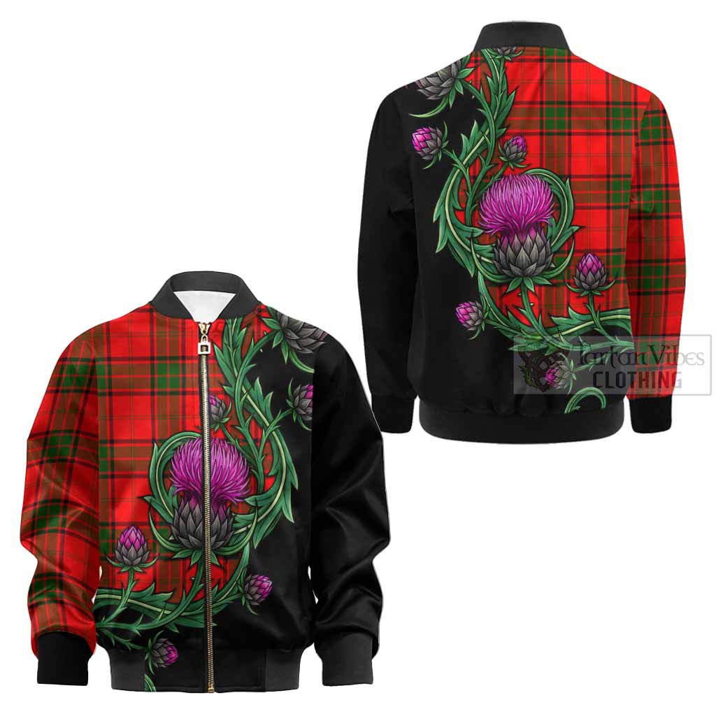 Maxtone Tartan Kid Bomber Jacket Resilient Scottish Thistle - Tartan Vibes Clothing