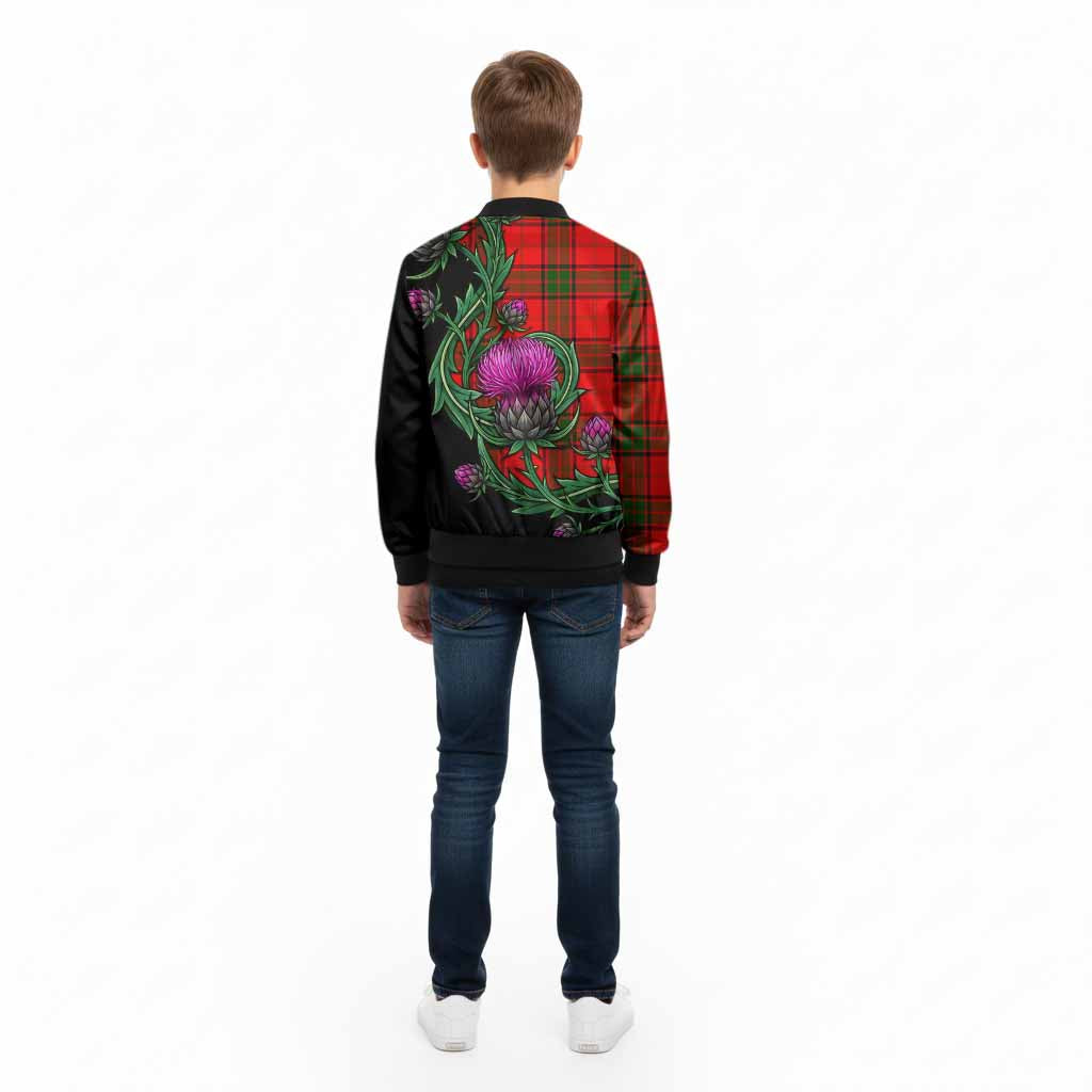Maxtone Tartan Kid Bomber Jacket Resilient Scottish Thistle - Tartan Vibes Clothing