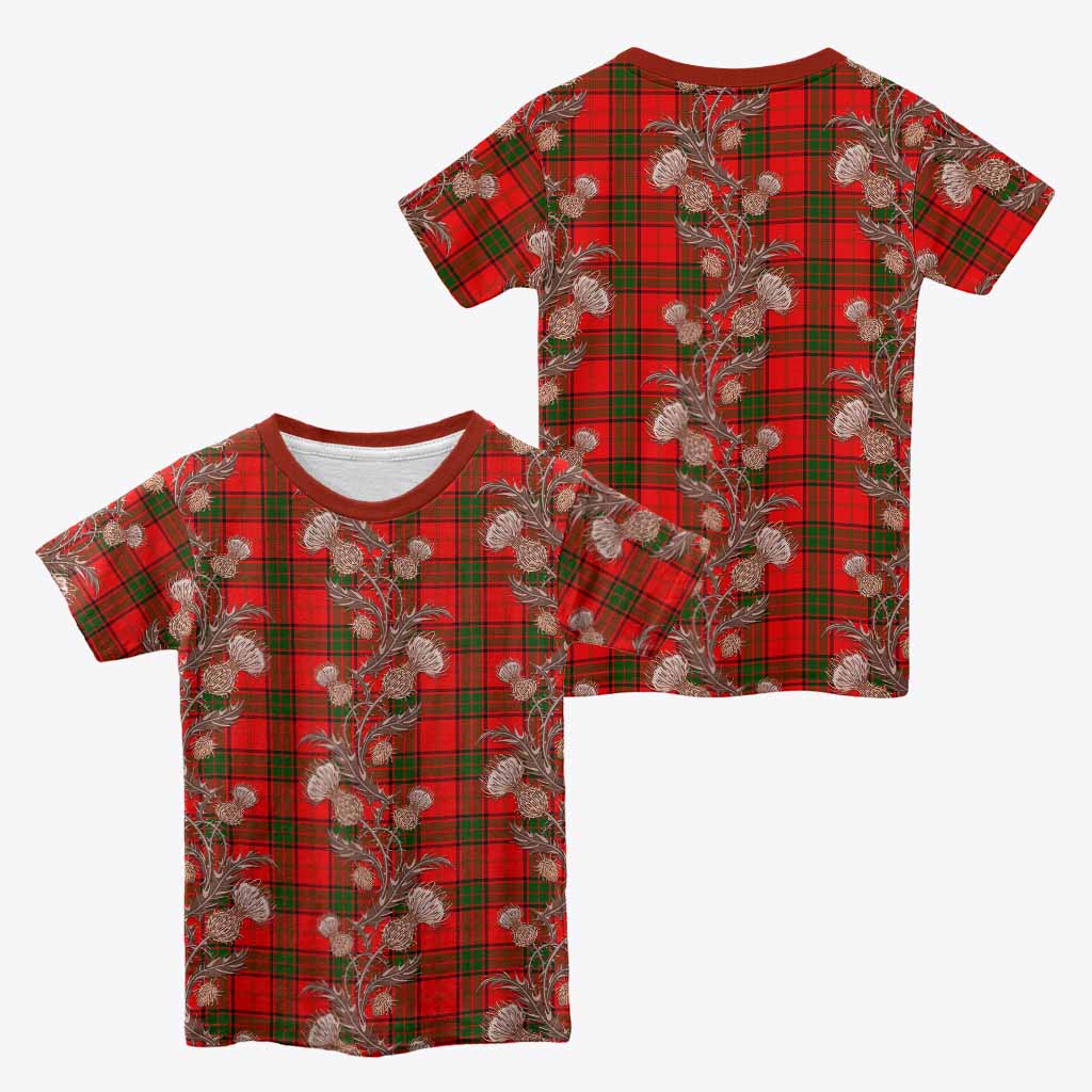 Maxtone Tartan Kid T-shirt Seamless Scottish Thistle Flowers