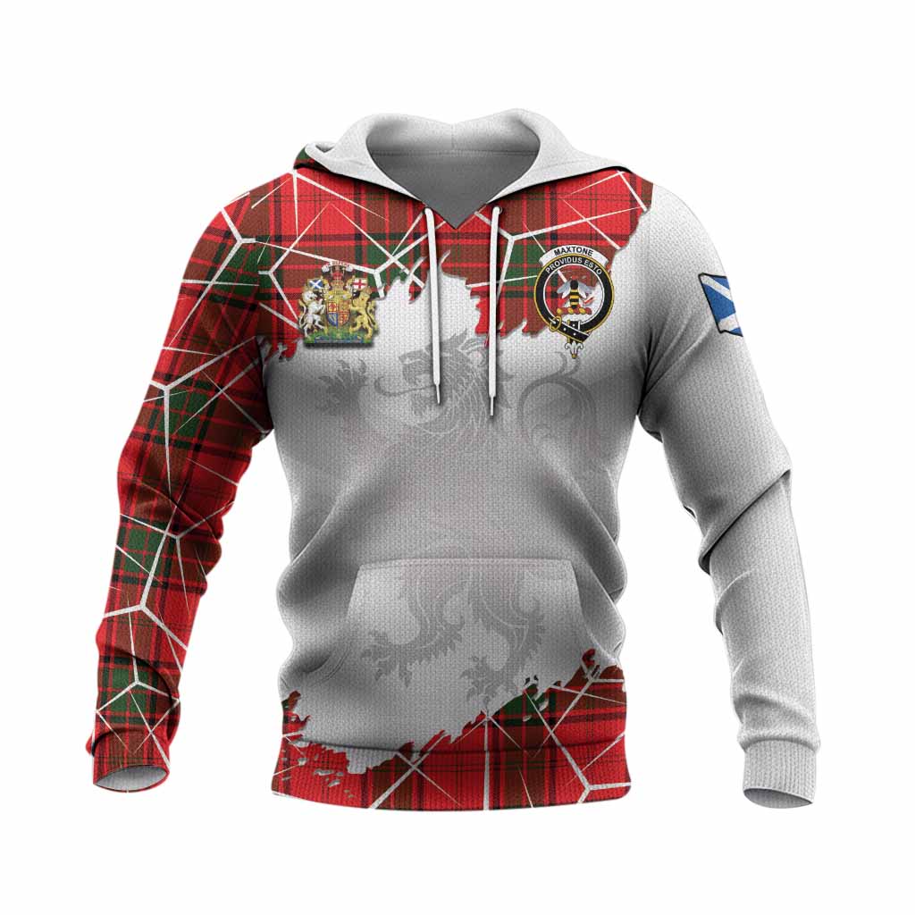 Maxtone Tartan Knitted Hoodie with Family Crest and Lion Rampant Grunge Style