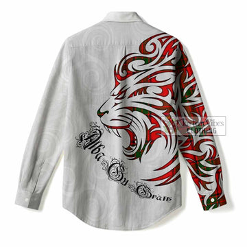 Maxtone Tartan Lion Roar Women Casual Shirt Alba Gu Brath with Celtic Motifs